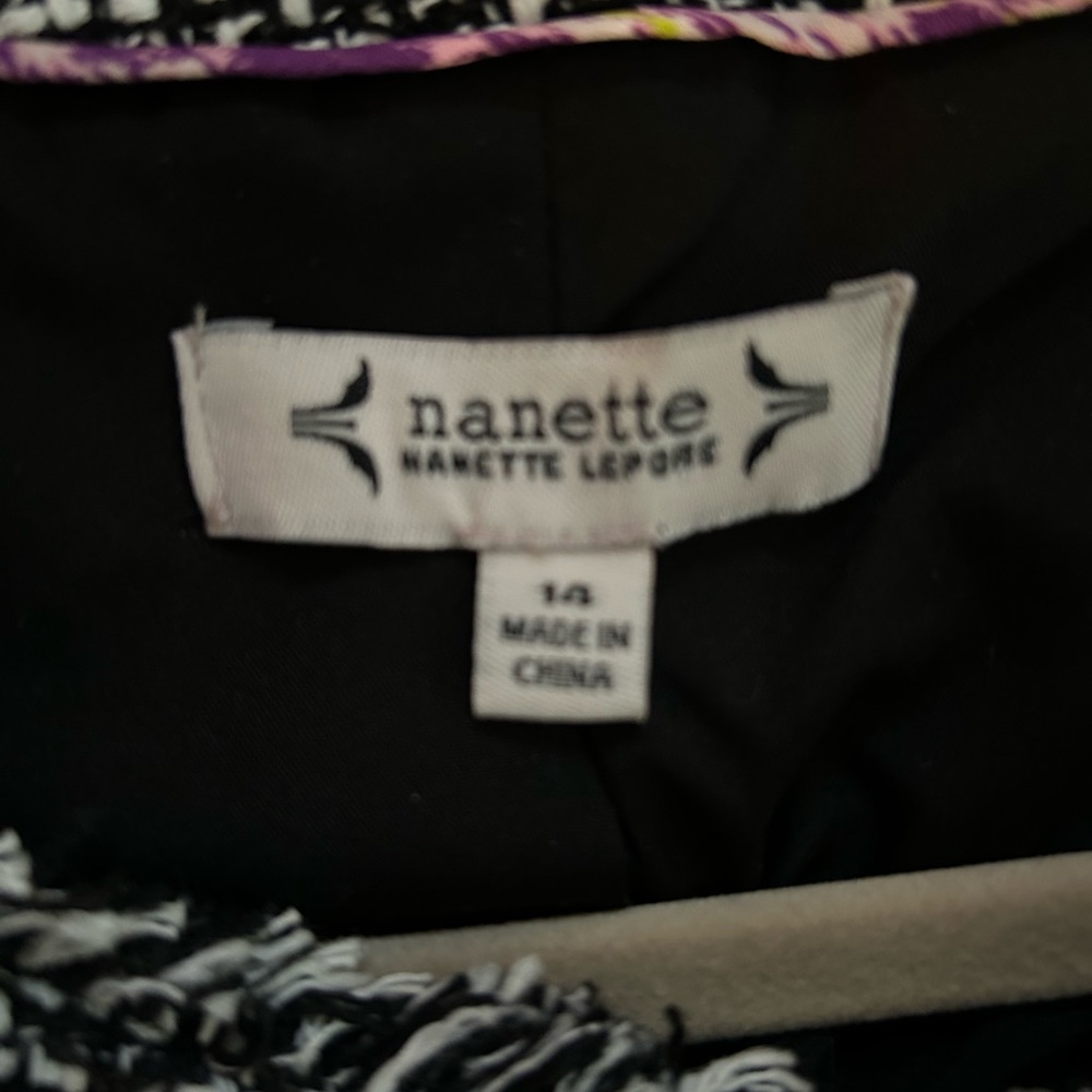 Nanette Lepore Black and White Textured Blazer - Picture 4 of 5